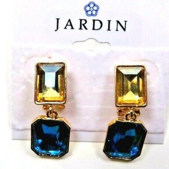 JARDIN Gold Plated Multi-Color Glass Dangle Earrings - Picture 5 of 7